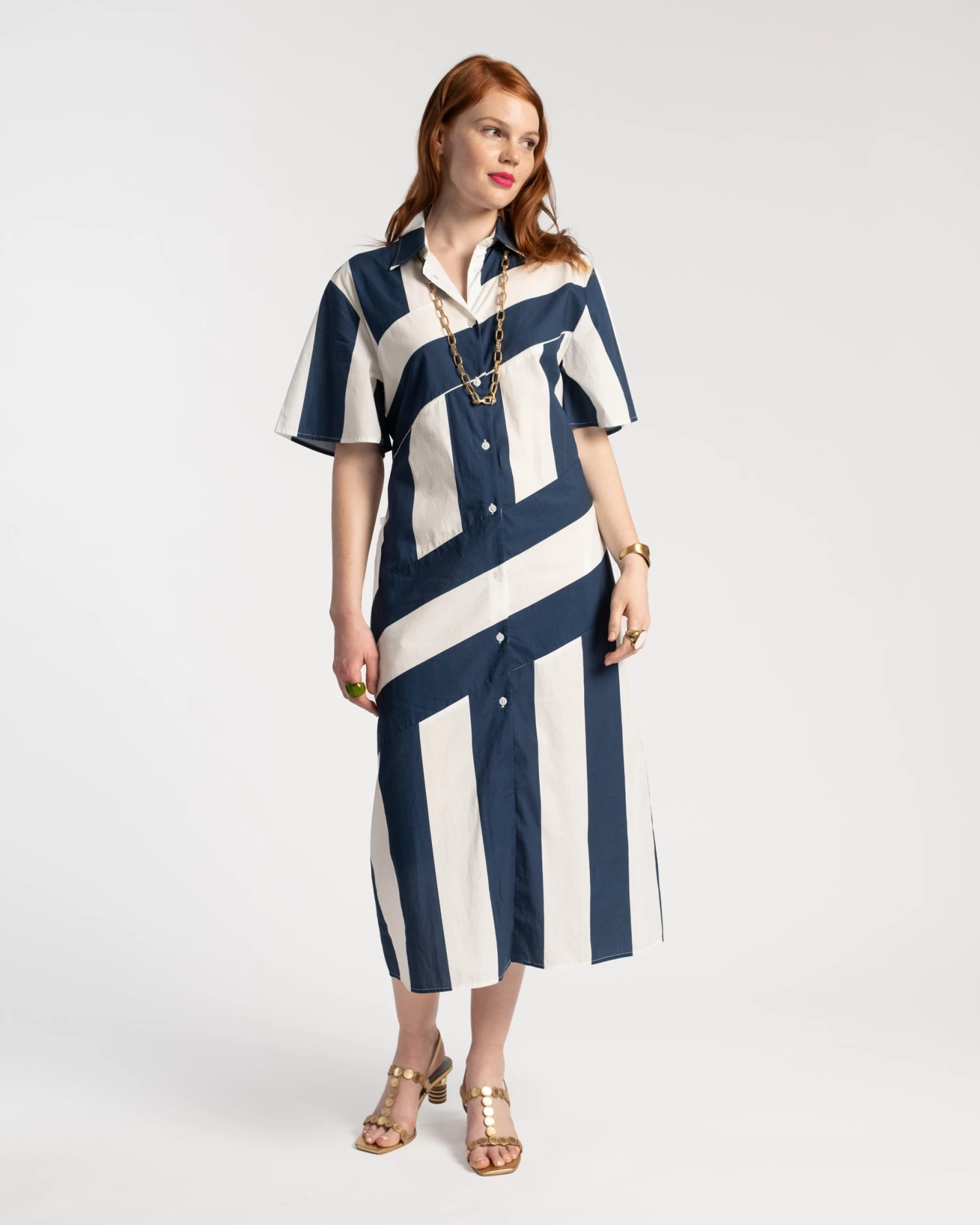 Amanda Shirtdress Stripe Navy White 2 Amanda Shirtdress Stripe Navy White - Image 2