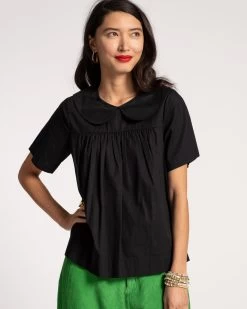 Anabelle Oversized Peter Pan Collar Top Black