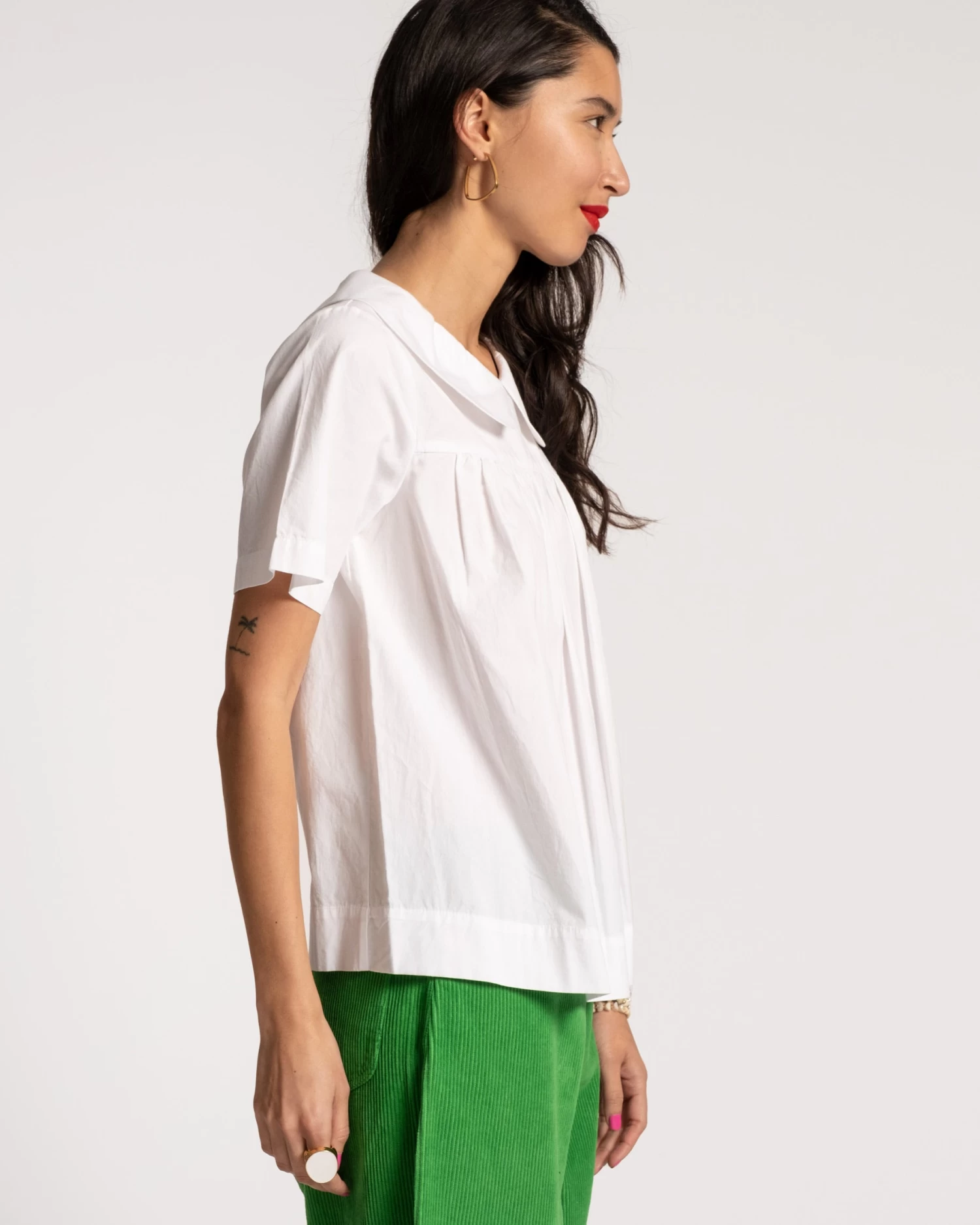 Anabelle Oversized Peter Pan Collar Top White 2 Anabelle Oversized Peter Pan Collar Top White - Image 2