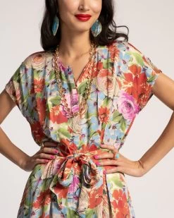 Anna Slope Arm Dress Rose Garden Print -clothing ANNA SLOPE ROSES 04