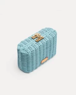 Paige Wicker Box Clutch Light Blue -clothing BCLUTCHW LIGHTBLUE 02