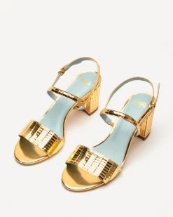 Bettina Sandal Disco Leather Gold -clothing BETTINADL PLATINO 01