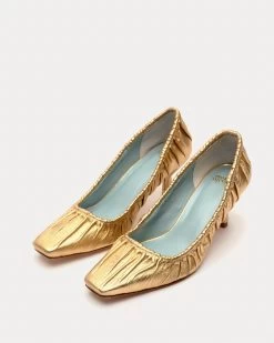 Britta Ruched Heel Metallic Leather Platino -clothing BRITTAML PLATINO 04