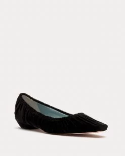 Britta Ruched Flat Velvet Black -clothing BRITTAV BLACK 02