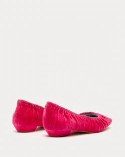 Britta Ruched Flat Velvet Pink -clothing BRITTAV PINK 03