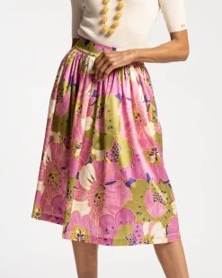 Barbara Midi Skirt African Daisy Print -clothing Barbra Midi Skirt African Daisy 01