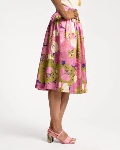 Barbara Midi Skirt African Daisy Print -clothing Barbra Midi Skirt African Daisy 06