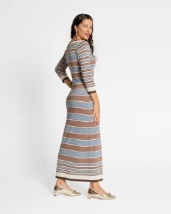 Bianca Maxi Dress Blue Brown -clothing Bianca Dress 04