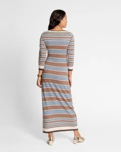 Bianca Maxi Dress Blue Brown -clothing Bianca Dress 05