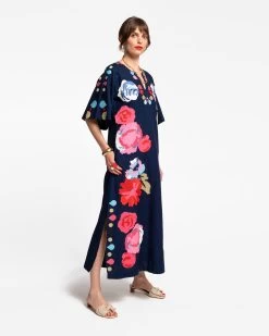 Delightful Caftan Peony Garden Navy Multi 7 Delightful Caftan Peony Garden Navy Multi -clothing CAFTAN PEONYGARDEN 02