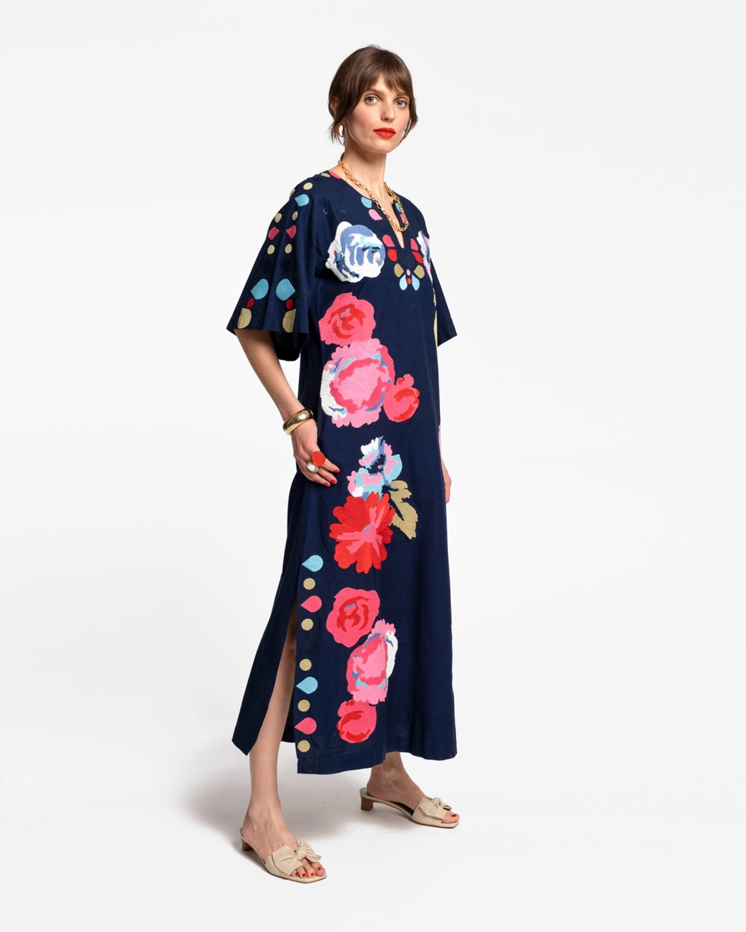 Delightful Caftan Peony Garden Navy Multi 3 Delightful Caftan Peony Garden Navy Multi - Image 3