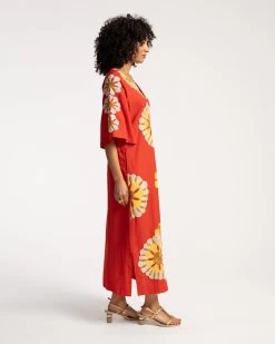 Delightful Caftan Sunrise Coral Multi 6 Delightful Caftan Sunrise Coral Multi -clothing CAFTAN SUNRISE ORANGE 02