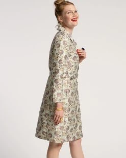 Catherine Coat Metallic Jacquard Light Blue -clothing CATHERINE COAT 04