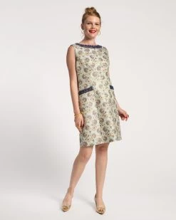 Catherine Dress Metallic Jacquard Light Blue