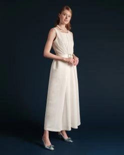 Chrysanthemum Maxi Dress Oyster -clothing CRYSANTHEMUM DRESS 03