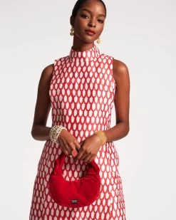 Carlyle Panel Dress Loop Print Oyster Red -clothing Carlisle Dress 05