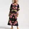 Dreamy Caftan African Daisy Print Navy Multi