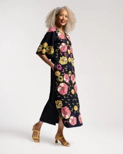 Dreamy Caftan African Daisy Print Navy Multi -clothing DREAMY CAFTAN AD 02 scaled