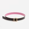 Reversible Crinkle Patent Belt Croc Brown