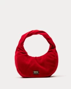Cece Small Hobo Velvet Cranberry