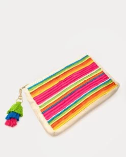 Zip Top Wristlet W/Pom Pom Oyster