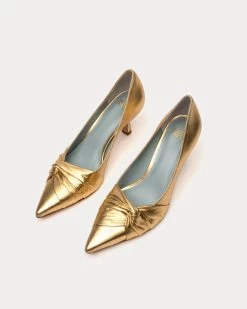 Knot Kitten Heel Crinkle Nappa Platino -clothing DSCF7794