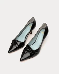 Knot Kitten Heel Crinkle Naplak Black -clothing DSCF7806