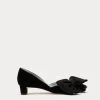 McCall Grace Velvet Bow Mini Block Heel Black