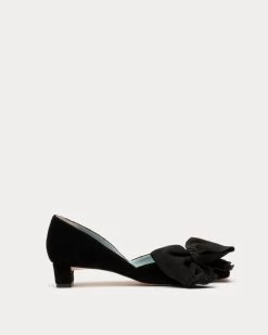 McCall Grace Velvet Bow Mini Block Heel Black