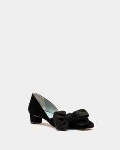 McCall Grace Velvet Bow Mini Block Heel Black -clothing DSCF7813