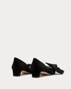 McCall Grace Velvet Bow Mini Block Heel Black -clothing DSCF7815