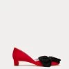 McCall Grace Velvet Bow Mini Block Heel Red