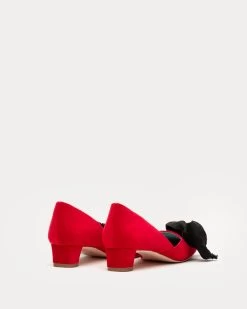 McCall Grace Velvet Bow Mini Block Heel Red -clothing DSCF7825 6864bbeb a4ce 4f6d 870f 8db4169526c0