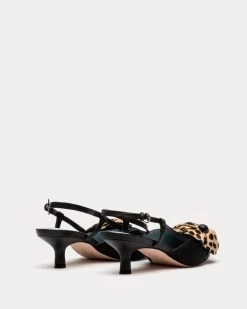 Flower Kitten Heel Black Haircalf -clothing DSCF7846