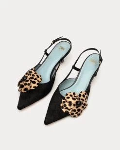 Flower Kitten Heel Black Haircalf -clothing DSCF7852