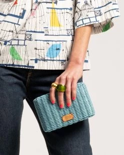 Paige Wicker Box Clutch Light Blue -clothing Easy Top La Cage0548