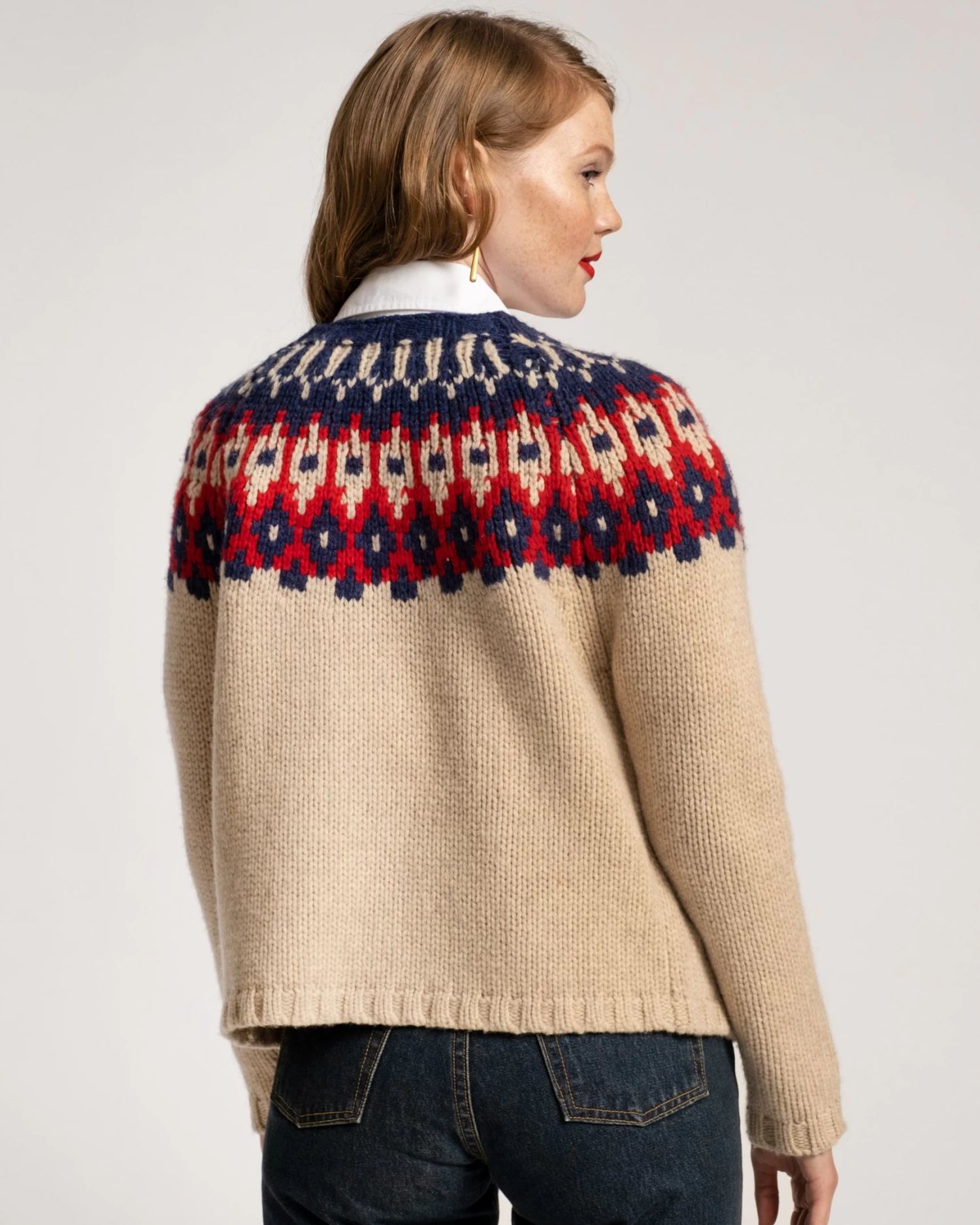 Ella Fair Isle Cardigan Navy Red 5 Ella Fair Isle Cardigan Navy Red - Image 5