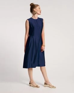 Florencia Dress Silk Navy -clothing FLORENCIA NAVY 02