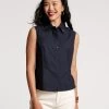 Lizzie Pointed Collar Shell Cotton Navy