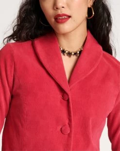 Finley Stretch Velvet Blazer Cranberry 6 Finley Stretch Velvet Blazer Cranberry -clothing Fall23 On Figure1615 1