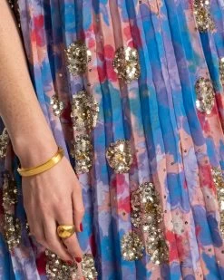 Georgette Sequin Dress Blue Coral 8 Georgette Sequin Dress Blue Coral -clothing GEORGETTE 02