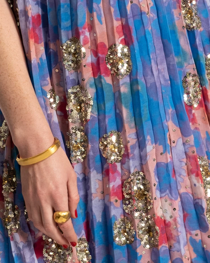 Georgette Sequin Dress Blue Coral 4 Georgette Sequin Dress Blue Coral - Image 4