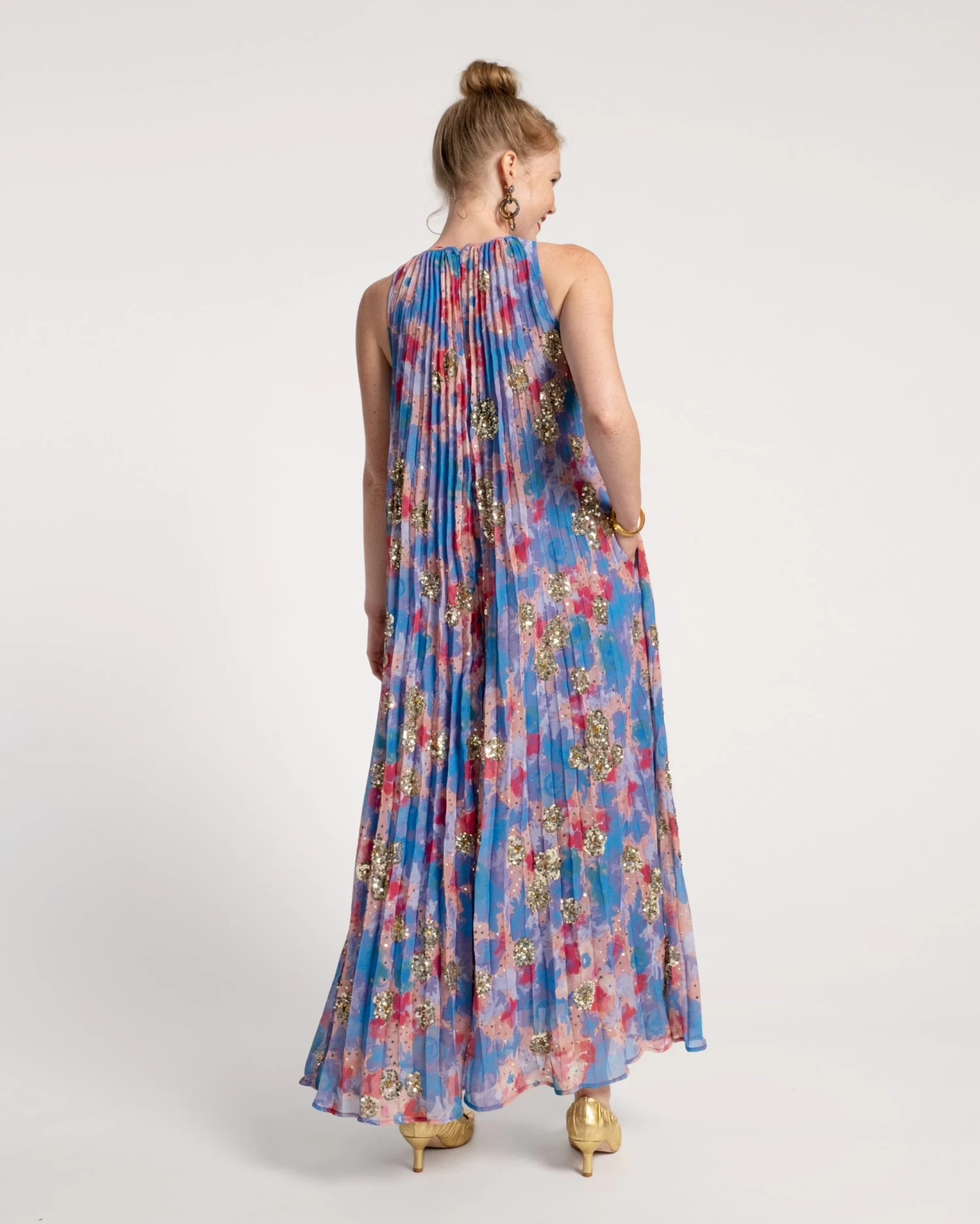 Georgette Sequin Dress Blue Coral 5 Georgette Sequin Dress Blue Coral - Image 5