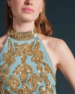 Goddess Top Light Blue Gold -clothing GODDESS TOP LTBLUE 02