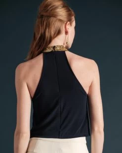 Goddess Top Navy Gold -clothing GODDESS TOP NAVY 02