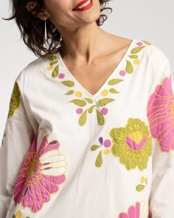 Goldie Tunic African Daisy Oyster Multi -clothing GOLDIE TUNIC AFRICANDAISY WHITE 03