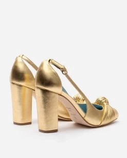 Retro Pump Metallic Leather Platino -clothing HEEL GOLD 03