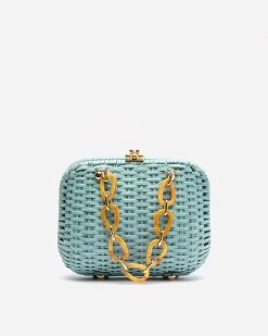 Hen Peony Wicker Basket Light Blue