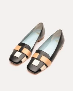 Josie Flat Basketweave Black Oyster Tan -clothing JOSIESC BLACK 04