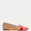 Josie Flat Basketweave Tan Pink Red